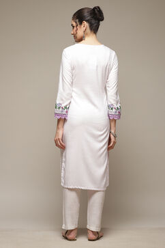 White LIVA Straight Kurta image number 4